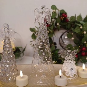 DECOLED Sklenený anjel, 10 x 26 cm