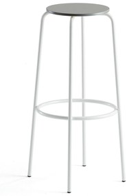 Barová stolička TIMMY, biely rám, svetlošedý sedák, V 830 mm