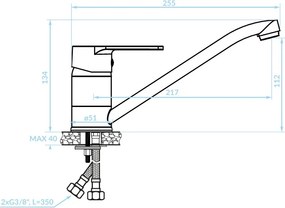 Kuchinox Luga, stojanková drezová batéria, chrómová, LAV-BQL_060D
