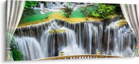 Obraz - Výhľad na kúzelné vodopády (120x50 cm)