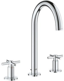 GROHE Atrio 3-otvorová umývadlová batéria s rukoväťami v tvare kríža, s rozetami, s odtokovou súpravou s tiahlom, výška výtoku 190 mm, chróm, 20008003