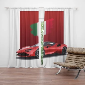 Sablio Záves Ferrari Talianska vlajka na červenom bloku: 2ks 140x250cm
