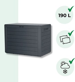 Úložný box WOODEBOX - 190L, 78x44x55cm, antracitová Prosperplast