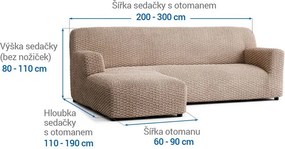 Bielastické poťahy MOSAICO béžové sedačka s otomanom vľavo (š. 170 - 300 cm)