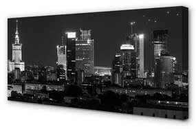 Obraz na plátne Nočná panoráma Varšavy mrakodrapov 140x70 cm
