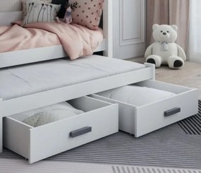 Detská poschodová posteľ z masívu borovice ARTEN III s prístelkou a šuplíky - 200x90 cm - biela/grafitová