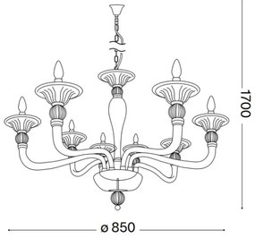 Ideal Lux - Luster na reťazi DANIELI 8xE14/40W/230V pr. 85 cm mosadz
