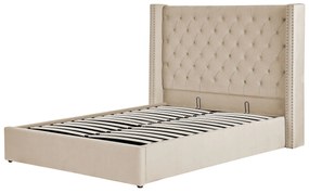 Zamatová posteľ s úložným priestorom 140 x 200 cm béžová LUBBON Beliani