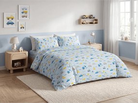 Detské bavlnené obliečky MINI TRUCKS modré, 100% bavlna Rozmer obliečky: 70 x 90 cm | 140 x 200 cm