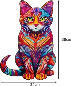 Kruzzel 22878 Dřevěné puzzle kočka 130 dílů, 38 x 24 cm