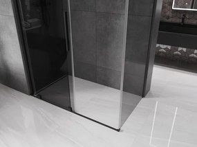 Mexen Velar, sprchový kút s posuvnými dverami 150 x 80 cm, 8mm šedé sklo, čierna matná, 871-150-080-41-70