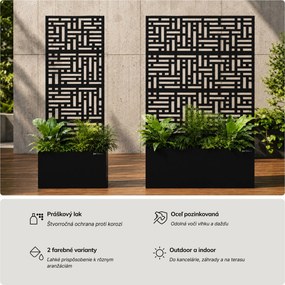 Záhradná kovová pergola s kvetináčom 3v1 čierna, 900x1800x300 mm: ROSE