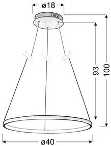 Candellux Chrómové závesné LED svietidlo Lune okrúhly 40cm 25W 31-64646