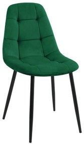 Sametová čalouněná prošívaná židle Deta zelená