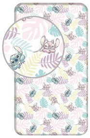 Jerry Fabrics Bavlnené napínacie prostieradlo 90x200 + 25 cm - Lilo and Stitch "Leaves"
