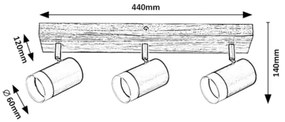 Rabalux 73123 - Stropné bodové svietidlo TORAS 3xGU10/5W/230V dub