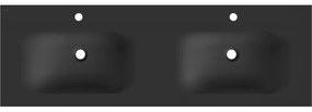 Mexen Vela, dvojité umývadlo zapustené do dosky, 141 × 46,5 cm, čierna matná, 25231471D