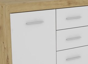 Komoda so zásuvkami Ares 150 cm, dub artisan/biela
