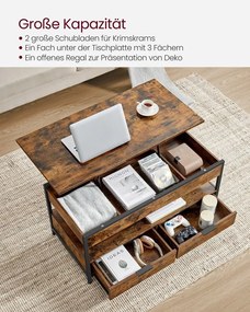 VASAGLE Výškovo nastaviteľný konferenčný stolík, 50x100x(48-63)cm, hnedá/čierna LCT209K01