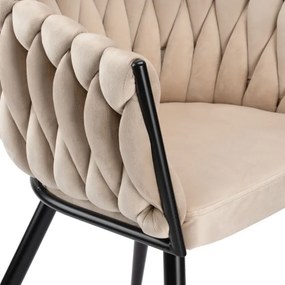 Jedálenská stolička COFTON zamatová, čierna / béžová