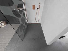Mexen Kioto, sprchová zástena 80x200 cm, 8mm číre sklo s bielym vzorom, profil ružové zlato, 800-080-101-60-85