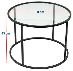 Berlín Čierny konferenčný stolík, 60 cm