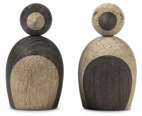 Kay Bojesen Drevený vtáčik Natural and Smoked Oak Wood – set 2 ks