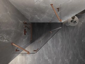 Mexen Lunar, päťuholníkový sprchový kút s ľavým sklonom 80 x 80 cm, 8mm číre sklo, profil medená matná, 831-080L-080P-65-00-L