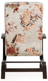 Kreslo Lux kvety, béžová - růže / orech (3995/105)