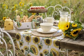 Béžová bavlnená utierka so slnečnicami Sunny Sunflowers - 50*70cm