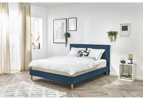 Modrá dvojlôžková posteľ Bobochic Paris Sary Light, 180 x 200 cm