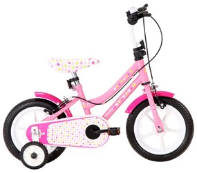 Detský bicykel 12 palcový biely a ružový