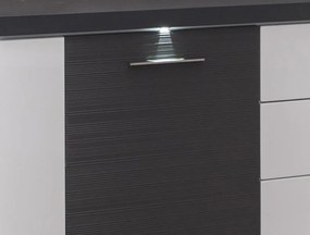 Široká komoda Caracas typ 21, grafit/biely lesk, s osvetlením