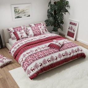 Mikroplyšové obliečky Vianoční sobi vínové