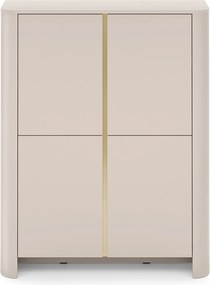 Vysoká komoda Sorrenti 103 cm - kašmírová / zlatá