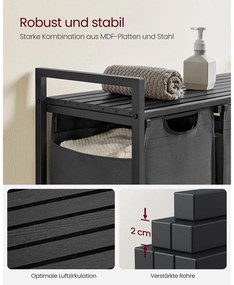 Kôš na bielizeň, 3 výsuvné priehradky, 72x92,5x33cm