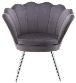 LuxuryForm DESIGN Kreslo FREY VELUR so striebornými nohami - tmavo šedé