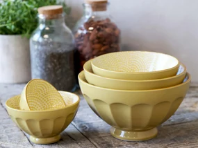 Žlté porcelánové misky - set 5ks