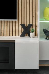 Obývacia stena Xavus L-K (perla grey + dub artisan)(s osvetlením) (s bio krbom). Vlastná spoľahlivá doprava až k Vám domov. 1118833