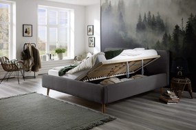 Čalúnená posteľ taupe s úložným priestorom 180 x 200 cm menčester sivá MUZZA
