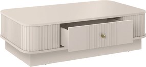 Kávový stolík Vesper 103x60 cm so zásuvkou na sokli - kašmír / zlatá úchytka