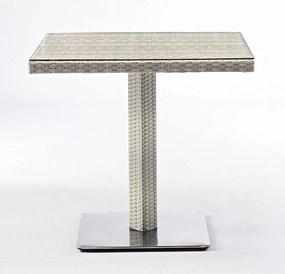 DEOKORK Záhradný ratanový stôl GINA 80x80 cm (sivo-béžový)