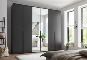 Šatníková skriňa so zrkadlami Kevo, 270 cm, grafitová