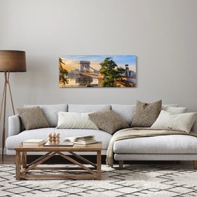 Obraz - Most cez rieku, Budapešť, Maďarsko (120x50 cm)