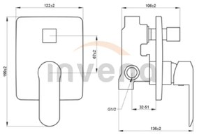 Invena Siros, podomietková batéria 2-výstupová, čierna matná, BP-90-4K2-A