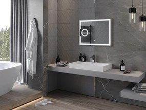 Mexen Onyx, LED kúpeľňové zrkadlo s podsvietením a kozmetickým zrkadielkom 80x60 cm, 6000K, ochrana proti zahmlievaniu, 9813-080-060-611-00