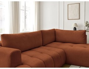Rozkladacia/s úložným priestorom rohová pohovka v tehlovej farbe (pravý roh/do L) Fuji – Bobochic Paris