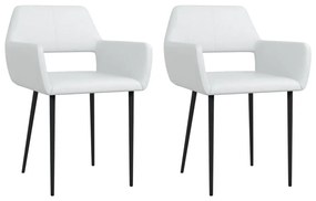 Jedálenské stoličky 2 ks biele umelá koža