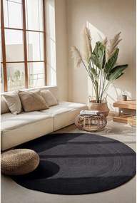 Čierny obojstranný/ručne tkaný jutový okrúhly koberec ø 140 cm Braided – Hanse Home