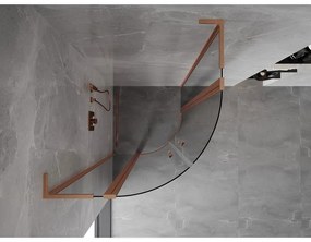 Mexen Mist L, štvrťkruhový sprchový kút s 2-krídlovými dverami, 100 x 100 cm, 8mm číre sklo, medený profil, 8A32L-100-100-65-00